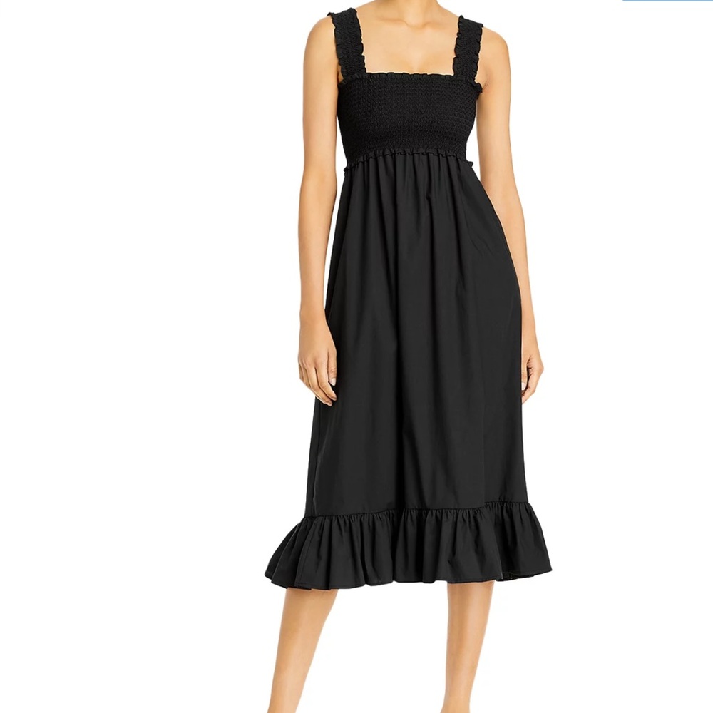 Rails Rumi Midi Dress Size XS Women Smocked Bodice Square Neck Sleeveless Black - Picture 2 of 12